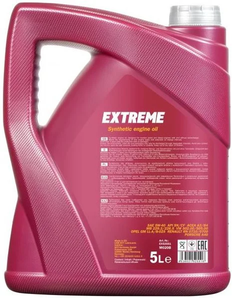 Изображение Масло моторное MANNOL EXTREME 5W-40 5л 51578 Масло моторное MANNOL EXTREME 5W-40 5л 51578