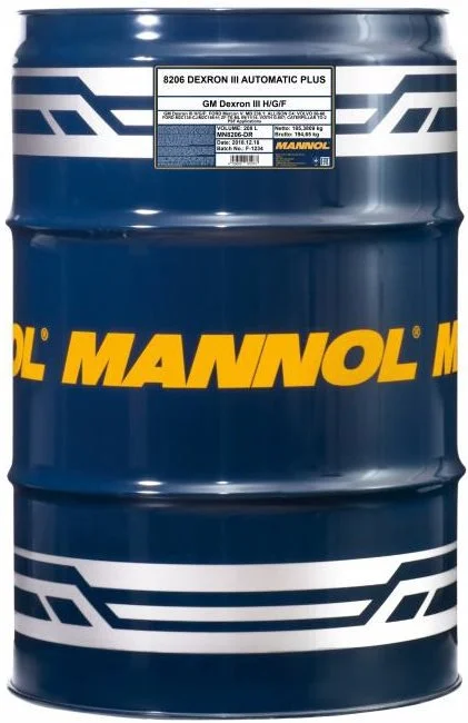 Трансмиссионное масло MANNOL 8206 AUTOMATIK PLUS ATF DEXRON III 208л 2636