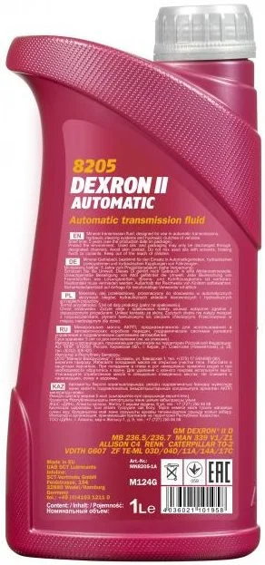 Изображение Трансмиссионное масло MANNOL ATF DEXRON II D 1л 5529 Трансмиссионное масло MANNOL ATF DEXRON II D 1л 5529