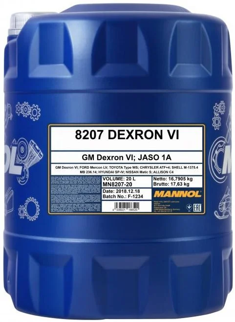 Трансмиссионное масло MANNOL 8207 ATF DEXRON VI л 53664