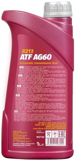 Изображение Трансмиссионное масло MANNOL ATF AG60 1л 99433 Трансмиссионное масло MANNOL ATF AG60 1л 99433