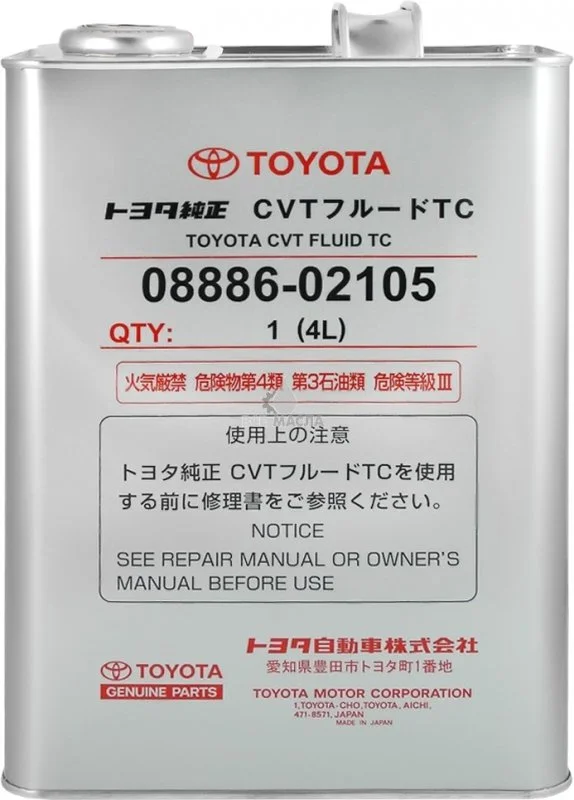 Изображение Трансмиссионное масло TOYOTA CVT FLUID TC 4л 08886-02105 Трансмиссионное масло TOYOTA CVT FLUID TC 4л 08886-02105