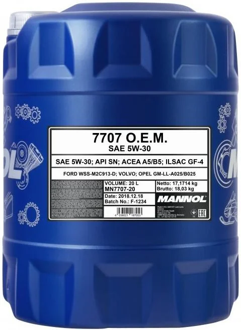 Масло моторное MANNOL ENERGY FORMULA FR 5W-30 20л 99023