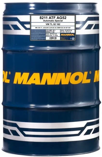 Трансмиссионное масло MANNOL 8211 ATF AG52 60л 96005