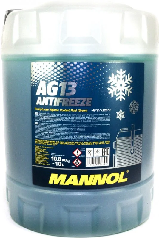 Антифриз зеленый AG13 Hightec 10 л MANNOL 98838