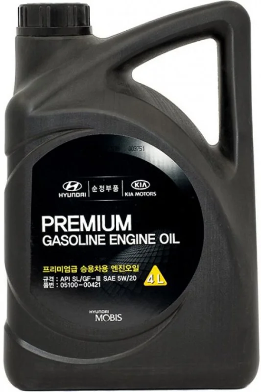Масло моторное HYUNDAI/KIA/MOBIS PREMIUM GASOLINE 5W-20 4л 05100-00421