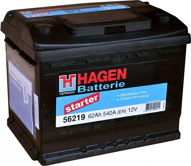 Аккумулятор автомобильный 62 А·ч HAGEN 56219