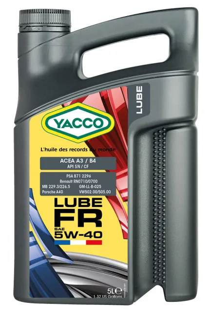 Масло моторное YACCO LUBE FR 5W-40 5л YACCO 5W40 LUBE FR/5