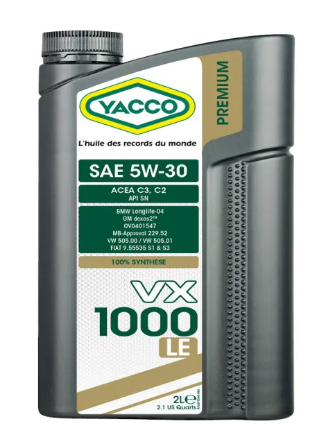 Масло моторное YACCO VX 1000 LE 5W-30 2л YACCO 5W30 VX 1000 LE/2