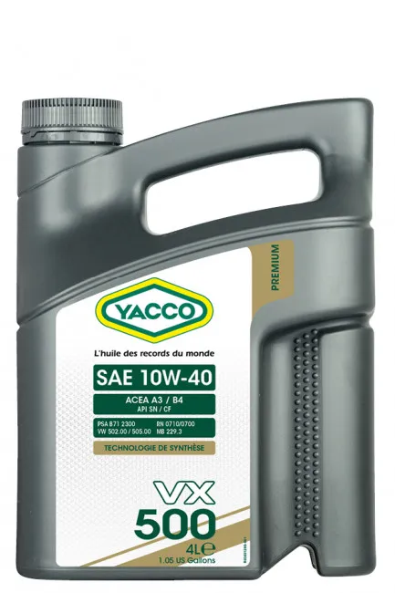 Масло моторное YACCO VX 500 10W-40 4л YACCO 10W40 VX 500/4