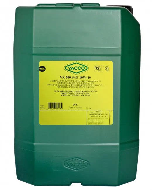 Масло моторное YACCO VX 500 10W-40 20л YACCO 10W40 VX 500/20