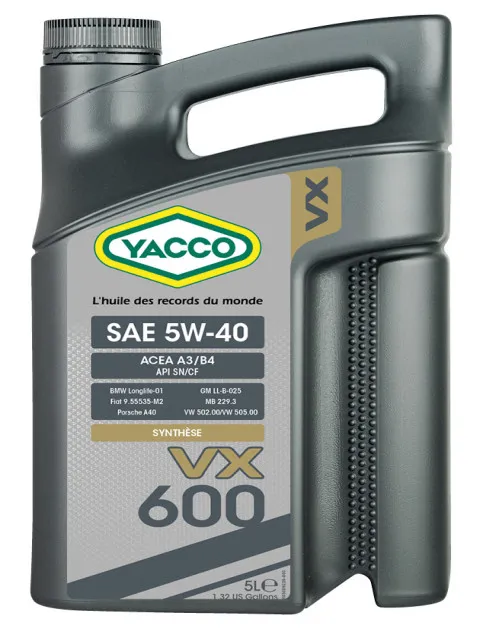 Масло моторное YACCO VX 600 5W-40 5л YACCO 5W40 VX 600/5