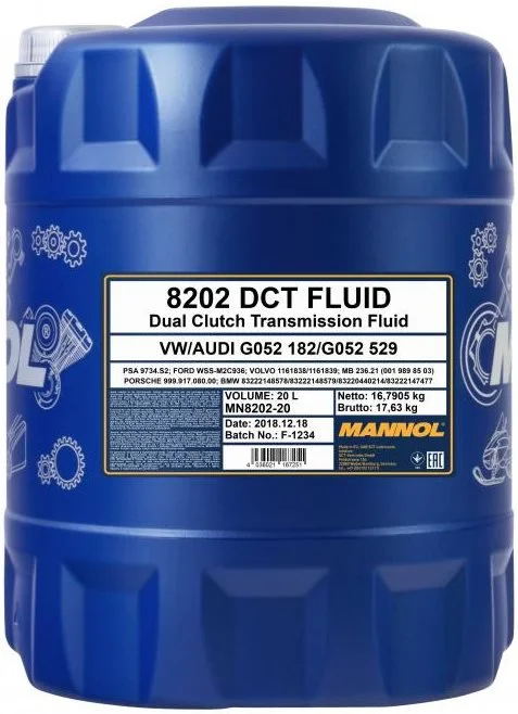 Трансмиссионное масло MANNOL 8202 DCT FLUID 20л 53860