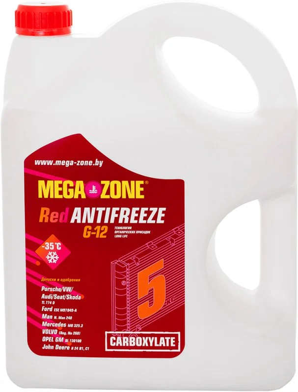 Антифриз G12 красный 5 кг MEGAZONE 9000024
