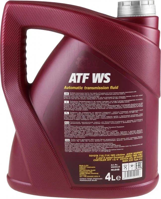 Изображение Трансмиссионное масло MANNOL ATF WS AUTOMATIC 4л 53736 Трансмиссионное масло MANNOL ATF WS AUTOMATIC 4л 53736