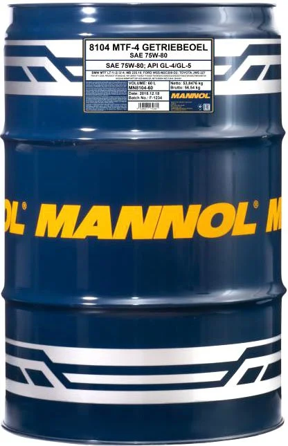 Трансмиссионное масло MANNOL 8104 MTF-4 GETRIEBEOEL 75W-85 60л 99631