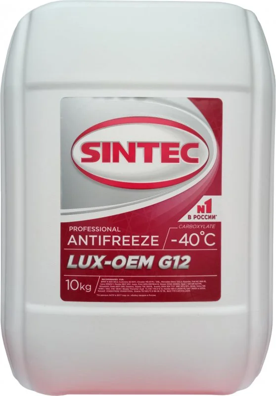 Антифриз G12 красный Lux 10 кг SINTEC 756665