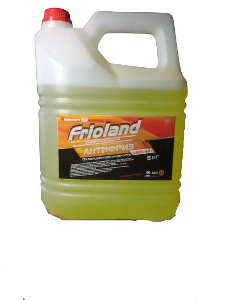 Антифриз 5кг - готовый желтый, карбоксилатный, c применением пакета присадок BASF, АМП-40+ FRIOLAND AF YELLOW 5 BASF