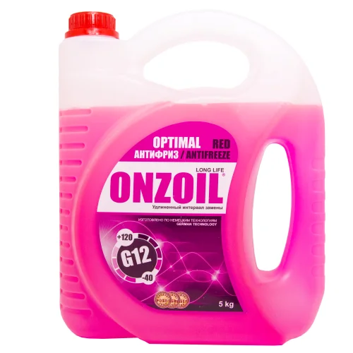 Антифриз 5кг - готовый красный, RED Optimal G12 ONZOIL AF RED 5 ONZOIL