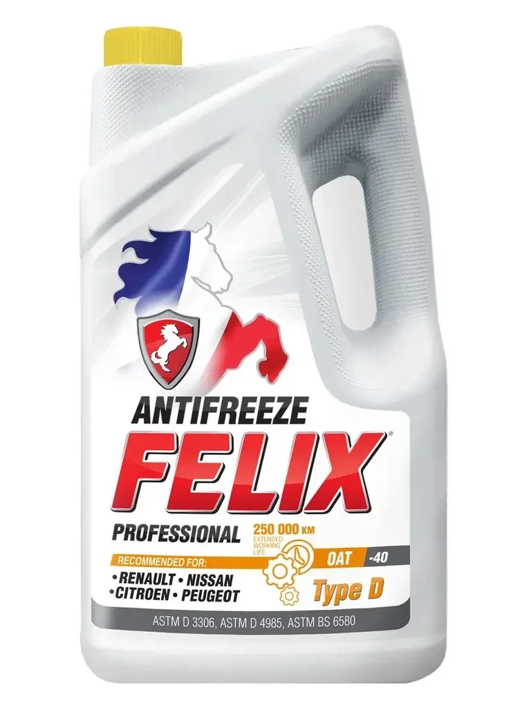 (14506) АНТИФРИЗ ЖЕЛТЫЙ 5kg (4,4л) (ГОТОВЫЙ) FELIX TYPE D / до -40°С OAT ASTM D 3306 FELIX 430206333