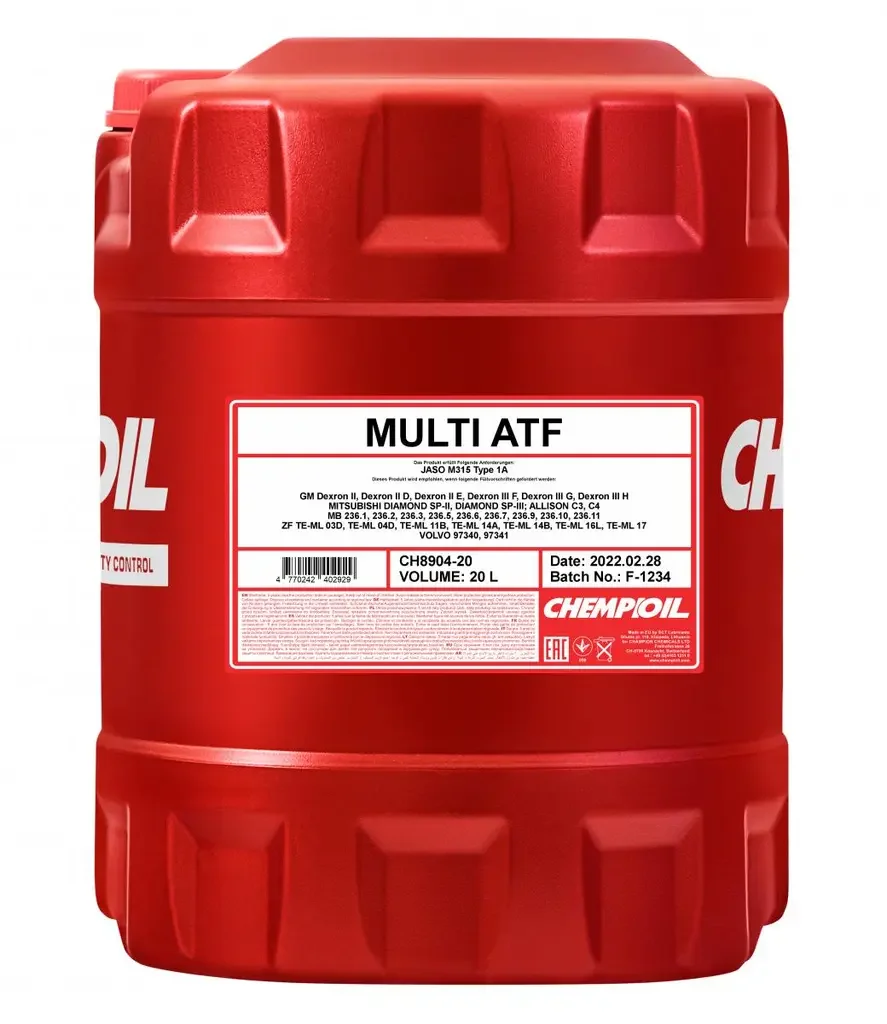 Трансмиссионное масло CHEMPIOIL MULTI ATF 8904 JWS 3309 20л CH8904-20