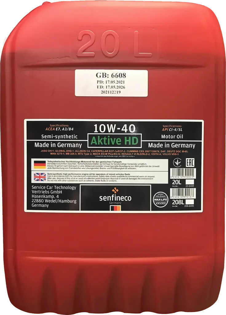 Масло моторное SENFINECO 10W-40 20л 20-8495