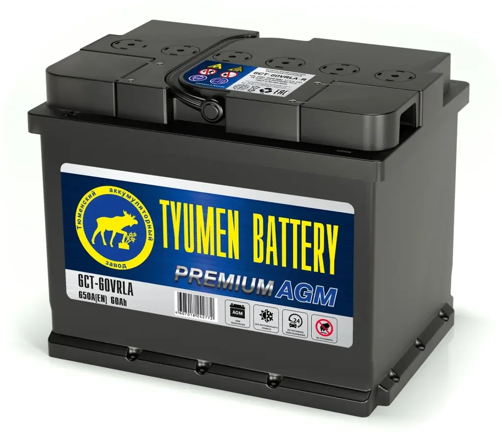 PREMIUM AGM 60 R (650A, 242*175*190) TYUMEN BATTERY (6СТ-60 АЗ (0))