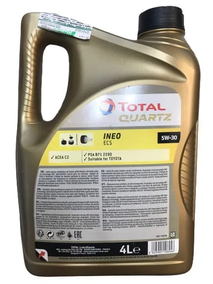 Изображение Масло моторное TOTAL QUARTZ INEO ECS 5W-30 4л 213685 Масло моторное TOTAL QUARTZ INEO ECS 5W-30 4л 213685