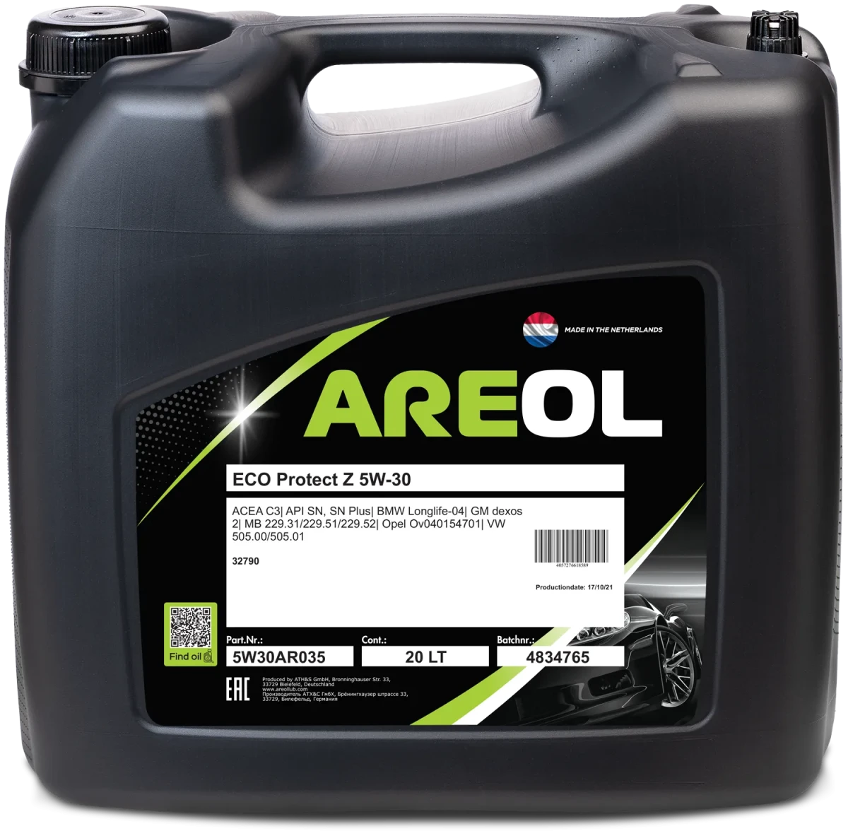 Масло моторное AREOL ECO PROTECT Z 5W-30 20л 5W30AR035