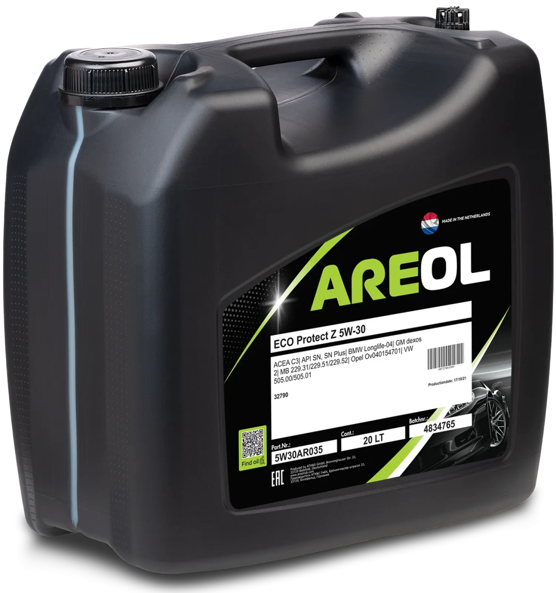 Изображение Масло моторное AREOL ECO PROTECT Z 5W-30 20л 5W30AR035 Масло моторное AREOL ECO PROTECT Z 5W-30 20л 5W30AR035