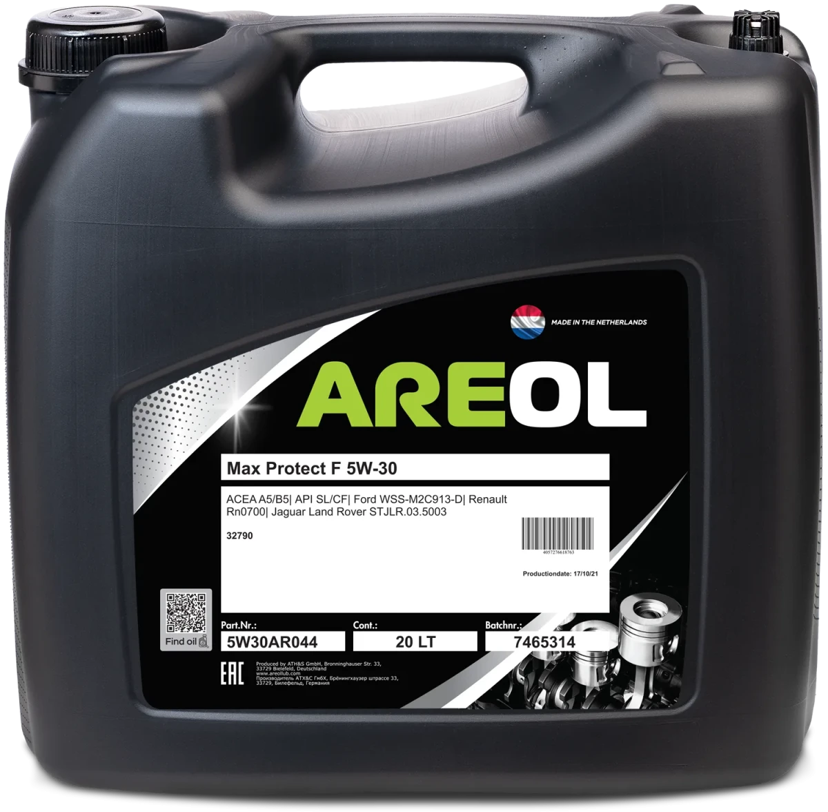 Масло моторное AREOL MAX PROTECT F 5W-30 20л 5W30AR044