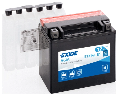 Изображение Стартерная аккумуляторная батарея EXIDE ETX14L-BS Стартерная аккумуляторная батарея EXIDE ETX14L-BS