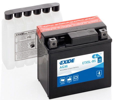 Изображение Стартерная аккумуляторная батарея EXIDE ETX5L-BS Стартерная аккумуляторная батарея EXIDE ETX5L-BS